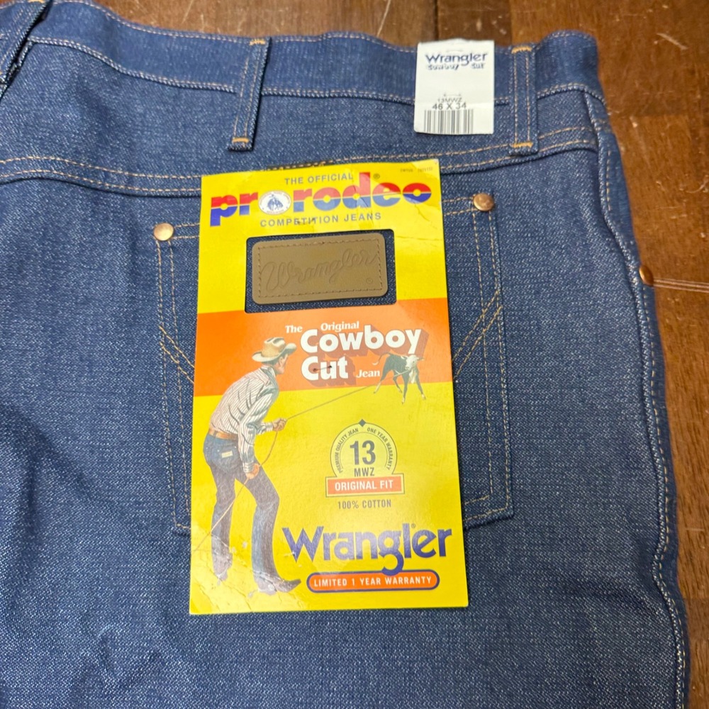 New Wrangler 13MWZ Cowboy Cut Jeans Mens 46x34 Rigid Denim Pro Rodeo Dead Stock